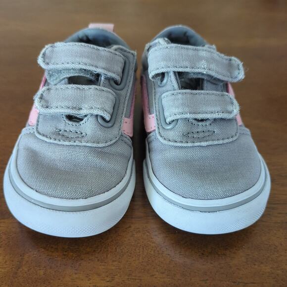 VANS Old Skool Velcro grey/pink toddler size 4 - Picture 4 of 6